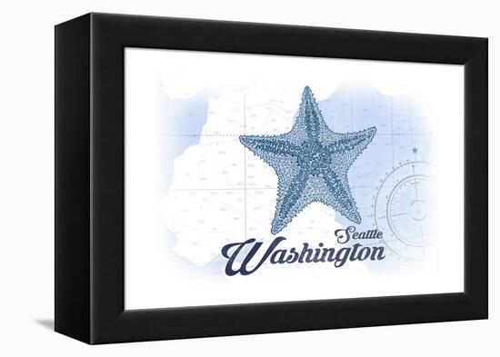 Seattle, Washington - Starfish - Blue - Coastal Icon-Lantern Press-Framed Stretched Canvas