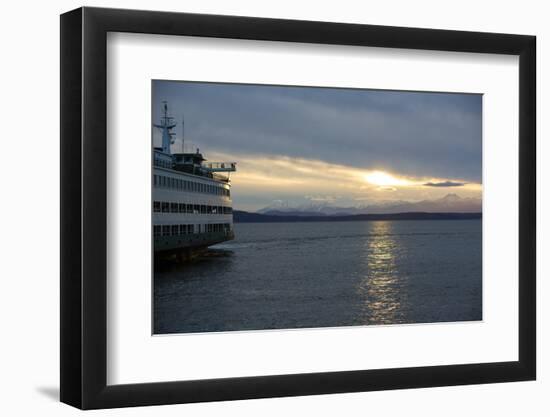 Seattle, Washington State. Catching the Bainbridge Island Ferry at sunset.-Jolly Sienda-Framed Photographic Print