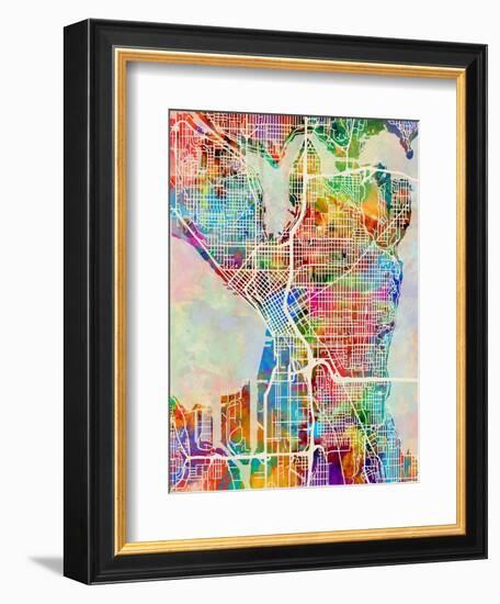 Seattle Washington Street Map-Tompsett Michael-Framed Art Print