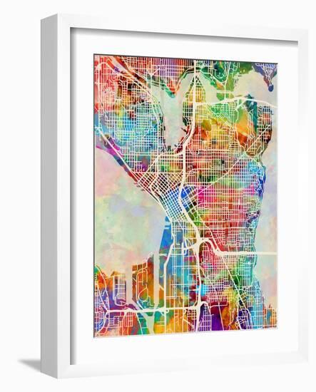 Seattle Washington Street Map-Tompsett Michael-Framed Art Print