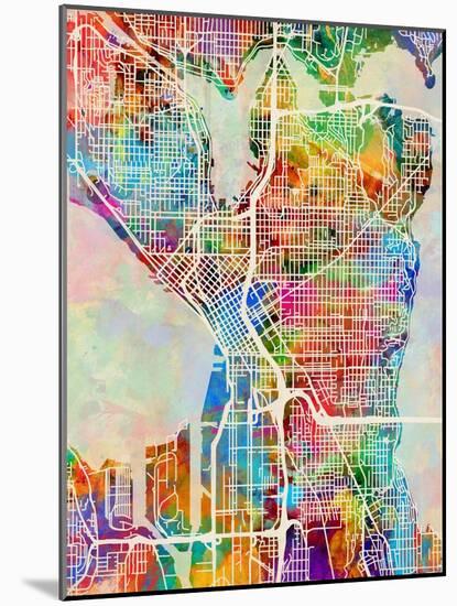 Seattle Washington Street Map-Tompsett Michael-Mounted Art Print