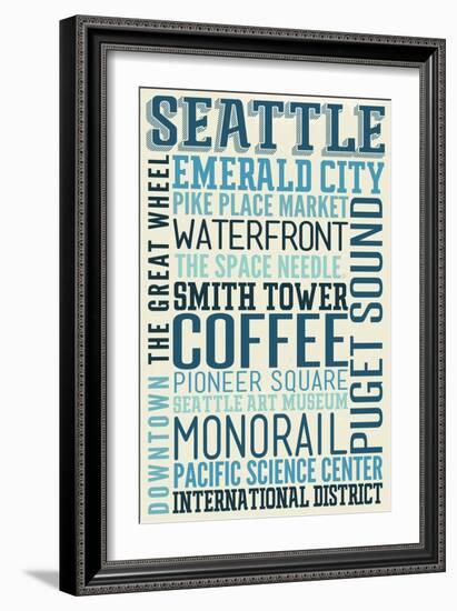 Seattle, Washington - Typography-Lantern Press-Framed Art Print