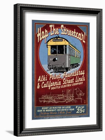 Seattle, Washington - West Seattle Streetcar-Lantern Press-Framed Art Print