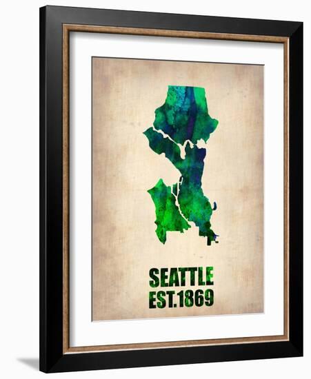 Seattle Watercolor Map-NaxArt-Framed Art Print