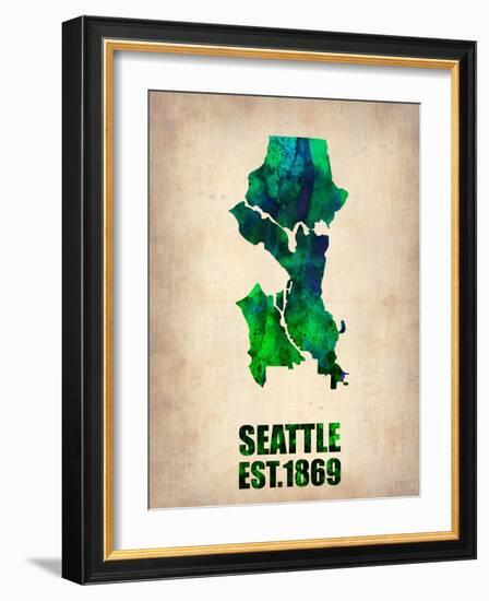 Seattle Watercolor Map-NaxArt-Framed Art Print
