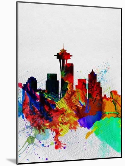 Seattle Watercolor Skyline 2-NaxArt-Mounted Art Print