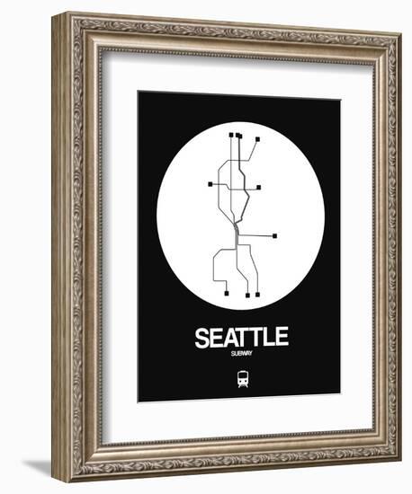 Seattle White Subway Map-NaxArt-Framed Premium Giclee Print