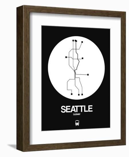 Seattle White Subway Map-NaxArt-Framed Premium Giclee Print