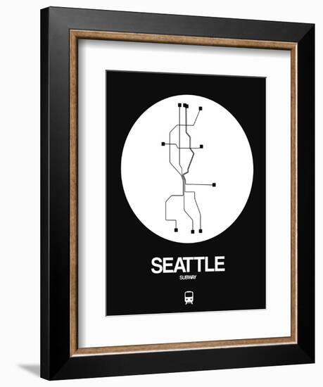 Seattle White Subway Map-NaxArt-Framed Premium Giclee Print