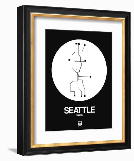 Seattle White Subway Map-NaxArt-Framed Premium Giclee Print