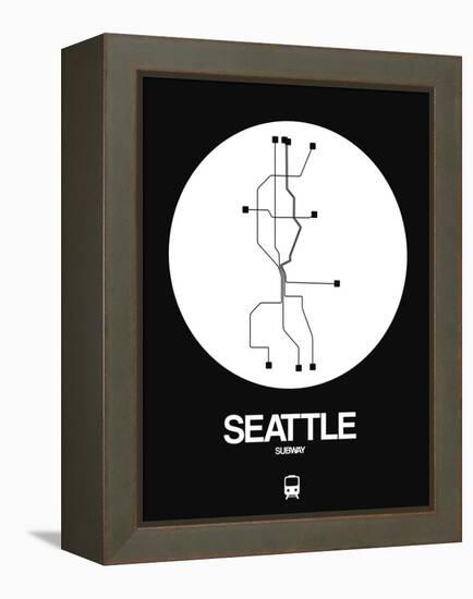 Seattle White Subway Map-NaxArt-Framed Stretched Canvas