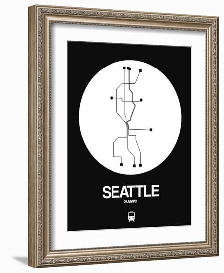 Seattle White Subway Map-NaxArt-Framed Art Print