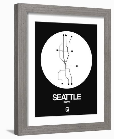 Seattle White Subway Map-NaxArt-Framed Art Print
