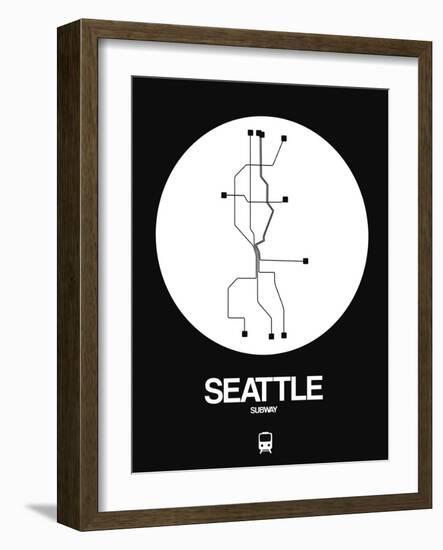 Seattle White Subway Map-NaxArt-Framed Art Print