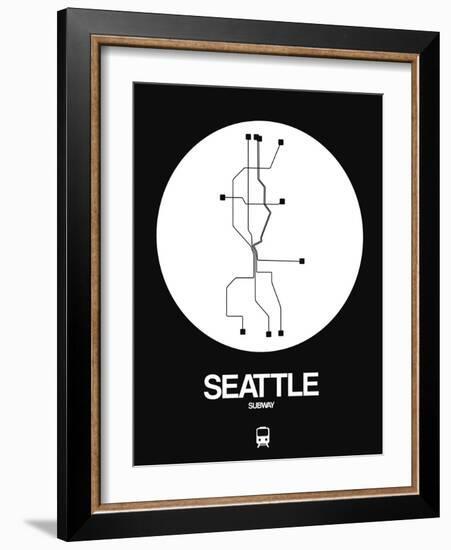 Seattle White Subway Map-NaxArt-Framed Art Print