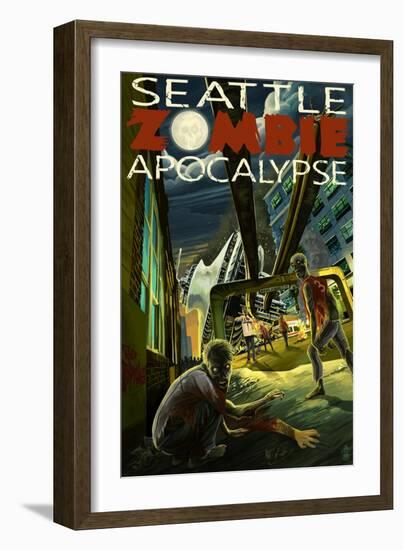 Seattle Zombie Apocalypse-Lantern Press-Framed Art Print