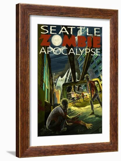 Seattle Zombie Apocalypse-Lantern Press-Framed Art Print