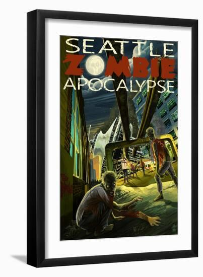 Seattle Zombie Apocalypse-Lantern Press-Framed Art Print