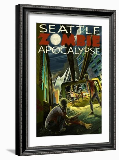 Seattle Zombie Apocalypse-Lantern Press-Framed Art Print