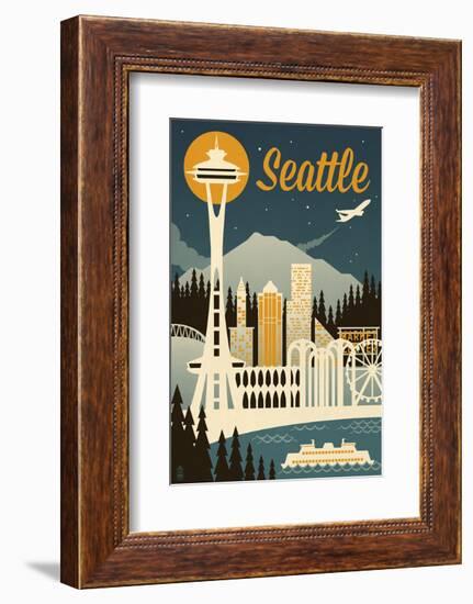 Seattle-Lantern Press-Framed Art Print