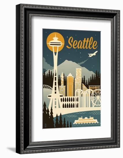 Seattle-Lantern Press-Framed Art Print