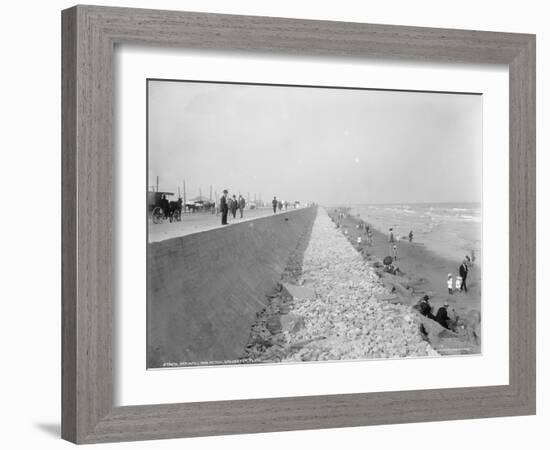 Seawall and Beach, Galveston, Texas-null-Framed Giclee Print