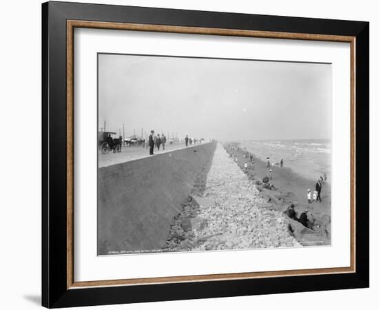 Seawall and Beach, Galveston, Texas-null-Framed Giclee Print