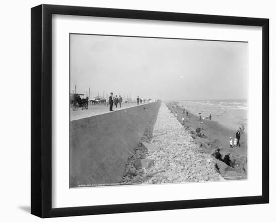 Seawall and Beach, Galveston, Texas-null-Framed Giclee Print