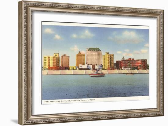 Seawall and Skyline, Corpus Christi, Texas--Framed Art Print