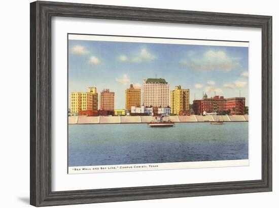 Seawall and Skyline, Corpus Christi, Texas-null-Framed Art Print