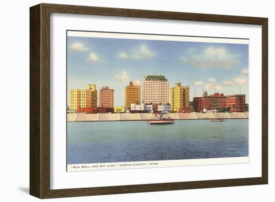 Seawall and Skyline, Corpus Christi, Texas-null-Framed Art Print