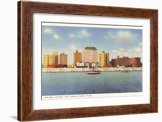 Seawall and Skyline, Corpus Christi, Texas-null-Framed Art Print