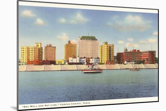 Seawall and Skyline, Corpus Christi, Texas-null-Mounted Art Print