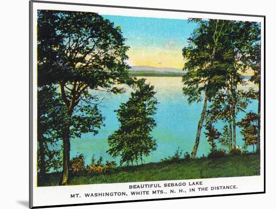 Sebago Lake, Maine, View of Lake, Mt. Washington in the Distance-Lantern Press-Mounted Art Print