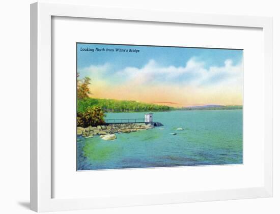 Sebago, Maine - Northern View from White's Bridge, c.1949-Lantern Press-Framed Art Print