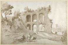 View of Tivoli with the Temple of the Tiburtine Sibyl and the Falls (Pen and Ink with Brown and Blu-Sebastian Vrancx-Giclee Print