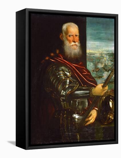 Sebastiano Venier (1496-1578), with the Battle of Lepanto in Background - Jacopo Tintoretto (1518-1-Jacopo Robusti Tintoretto-Framed Premier Image Canvas