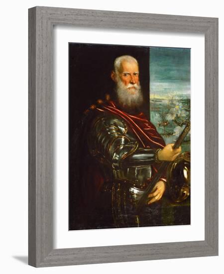 Sebastiano Venier (1496-1578), with the Battle of Lepanto in Background - Jacopo Tintoretto (1518-1-Jacopo Robusti Tintoretto-Framed Giclee Print