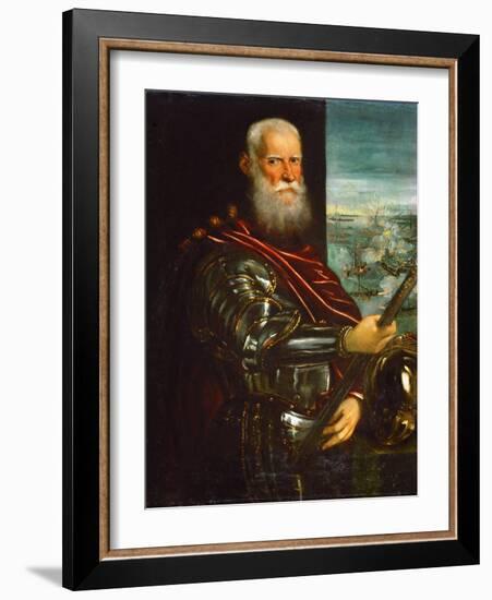 Sebastiano Venier (1496-1578), with the Battle of Lepanto in Background - Jacopo Tintoretto (1518-1-Jacopo Robusti Tintoretto-Framed Giclee Print