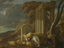 Landscape with a Ford, before 1640 (Oil on Canvas)-Sebastien Bourdon-Giclee Print