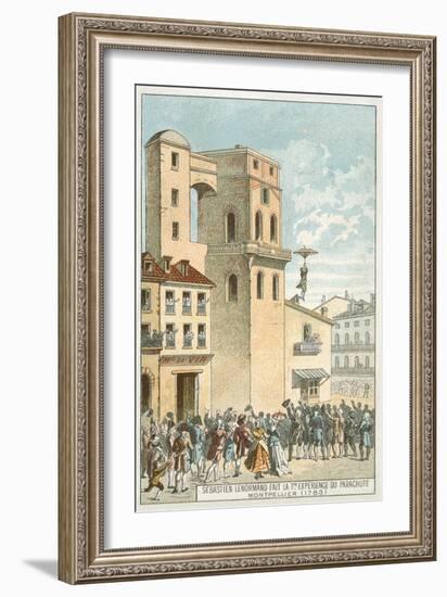 Sebastien Lenormand Making the First Parachute Descent, Montpellier, 1783-null-Framed Giclee Print