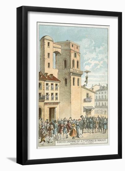 Sebastien Lenormand Making the First Parachute Descent, Montpellier, 1783-null-Framed Giclee Print