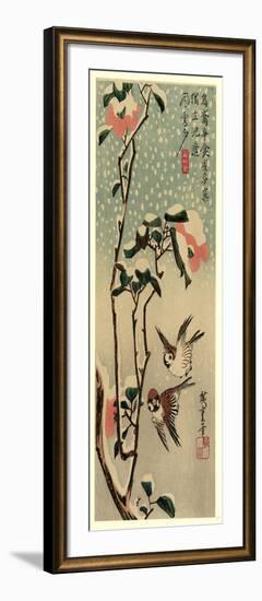 Secchu Tsubaki Ni Suzume-Utagawa Hiroshige-Framed Giclee Print