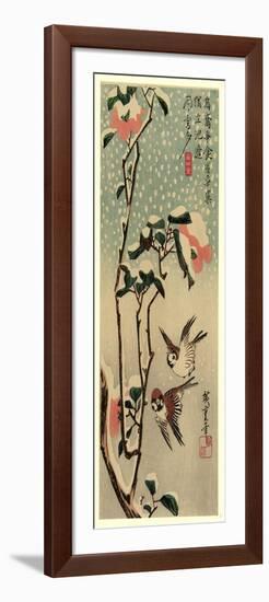 Secchu Tsubaki Ni Suzume-Utagawa Hiroshige-Framed Giclee Print