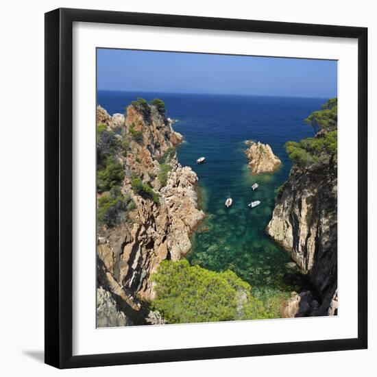 Secluded Cove, Aiguaxelida, Near Palafrugell, Costa Brava, Catalonia, Spain, Mediterranean, Europe-Stuart Black-Framed Photographic Print