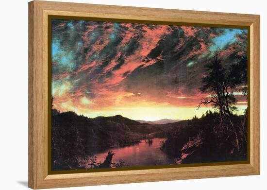 Secluded Landscape in the Sunset-Frederic Edwin Church-Framed Stretched Canvas