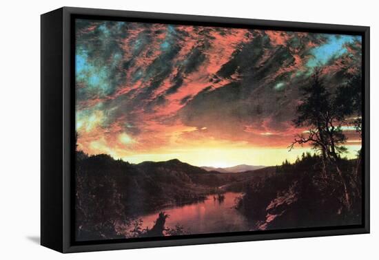 Secluded Landscape in the Sunset-Frederic Edwin Church-Framed Stretched Canvas