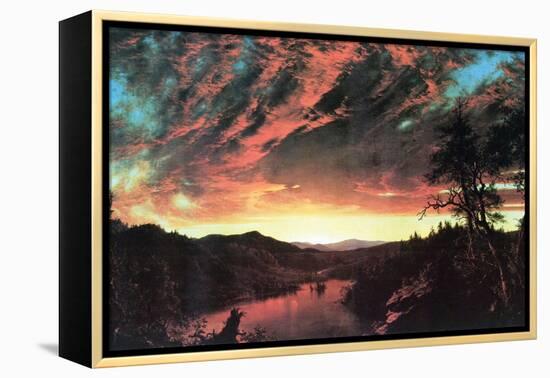 Secluded Landscape in the Sunset-Frederic Edwin Church-Framed Stretched Canvas