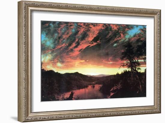 Secluded Landscape in the Sunset-Frederic Edwin Church-Framed Art Print