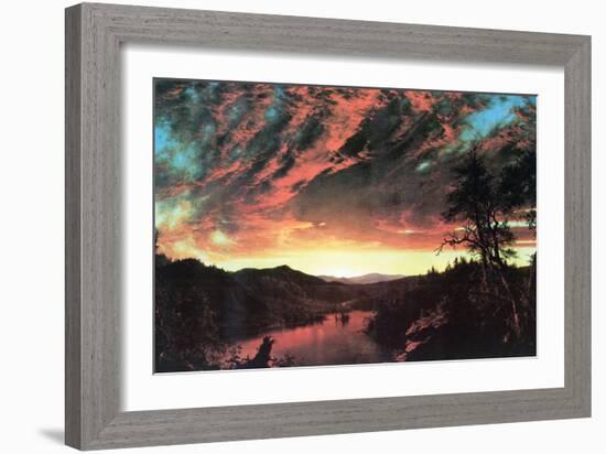 Secluded Landscape in the Sunset-Frederic Edwin Church-Framed Art Print